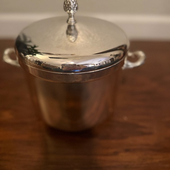 Silver Plated Insulated Ice Bucket with Lid, Handle & Tongs, Barware Set